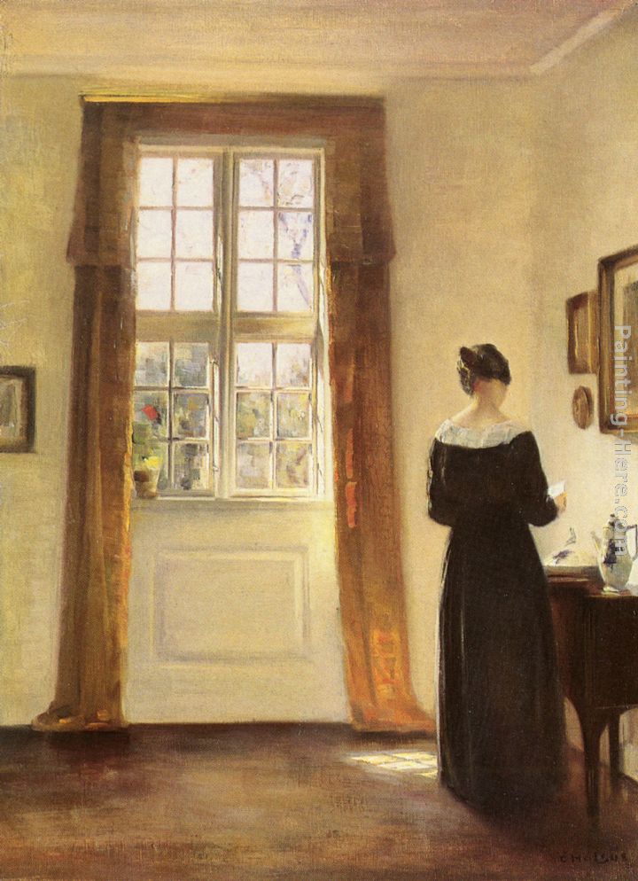 Woman In Interior painting - Carl Vilhelm Holsoe Woman In Interior art painting